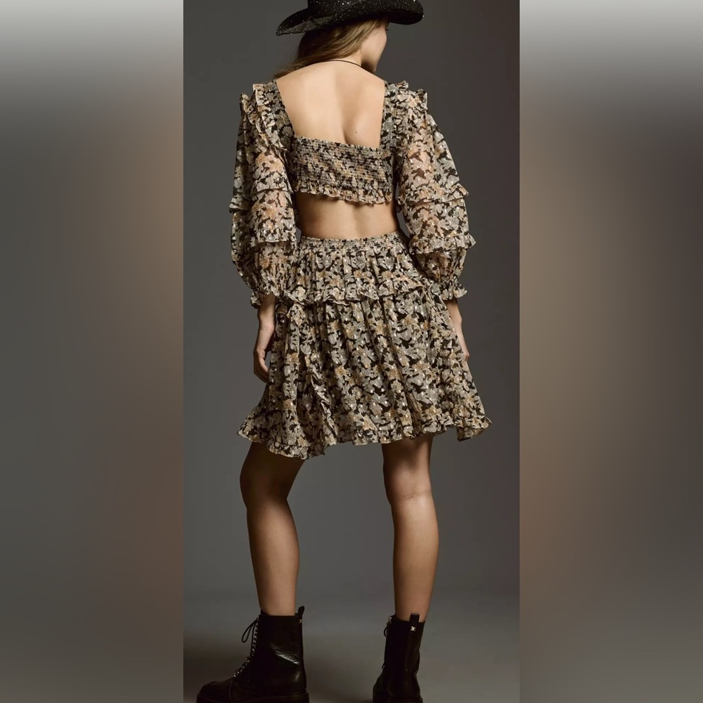 Anthropologie V-neck Ruffle Cut Out Dress Size medium - Picture 4 of 15